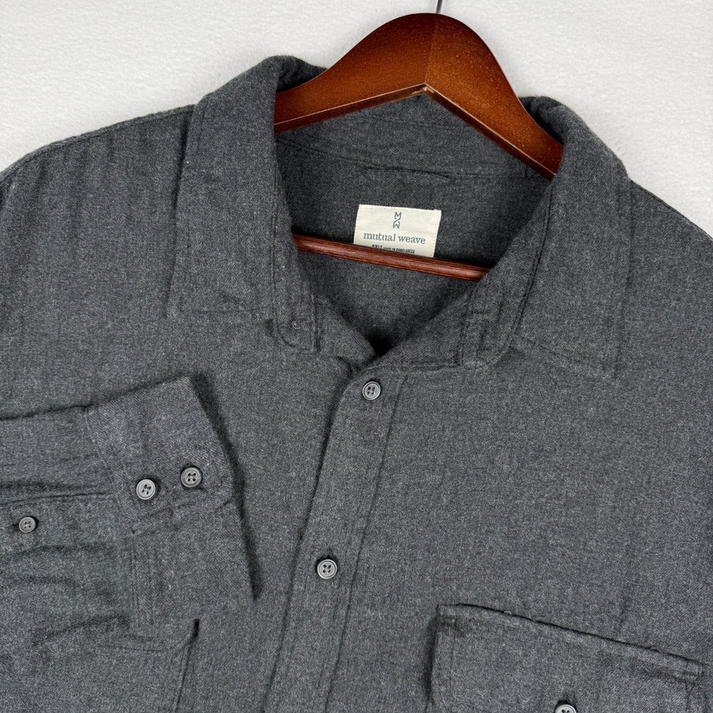NEW Mutual Weave Mens 2XLT Charcoal Flannel Button Up Work Shirt Chest Pockets